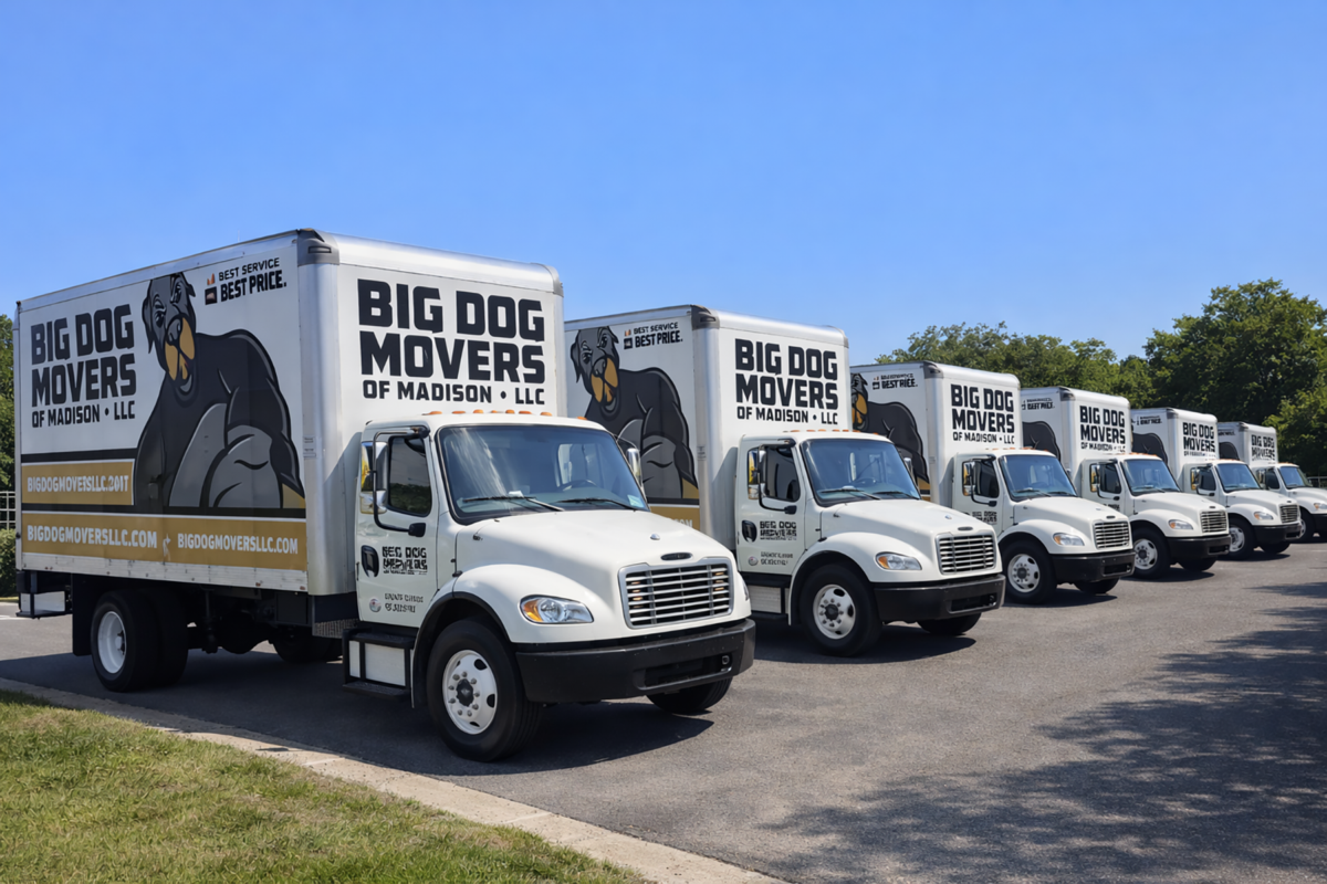 fleet of trucks for big dog movers